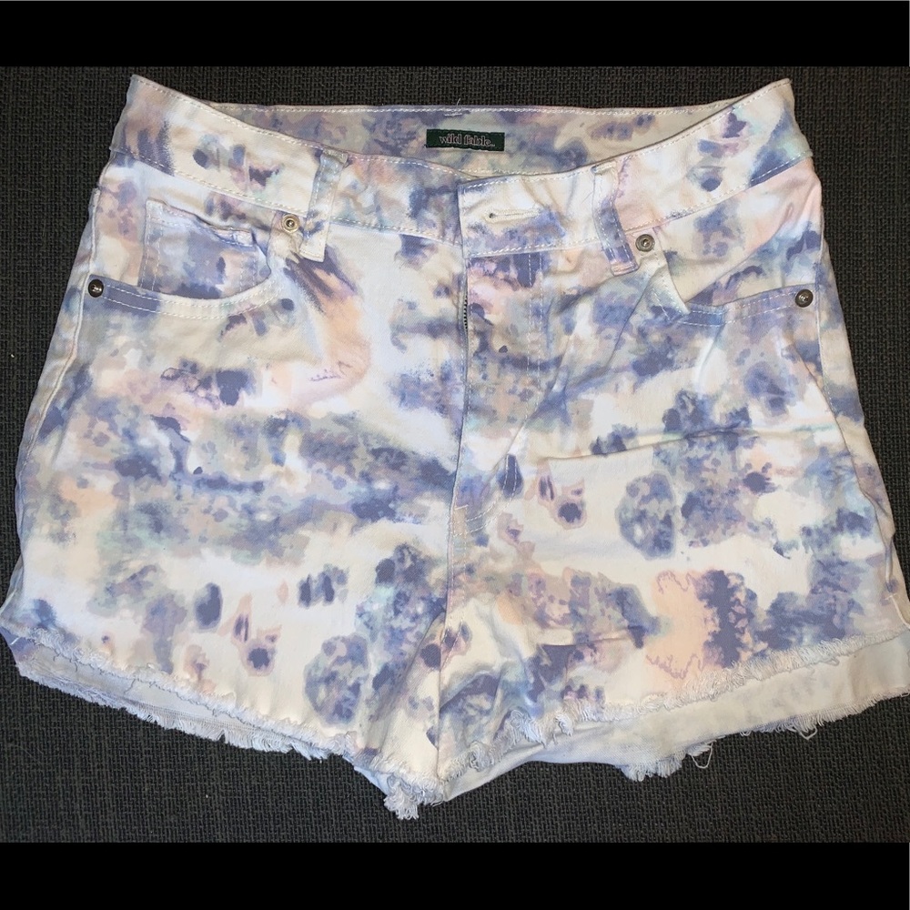 Pink and blue pastel tie dye shorts